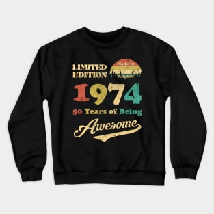 Made In December 1974 50 Years Of Being Awesome Vintage 50th Birthday Crewneck Sweatshirt